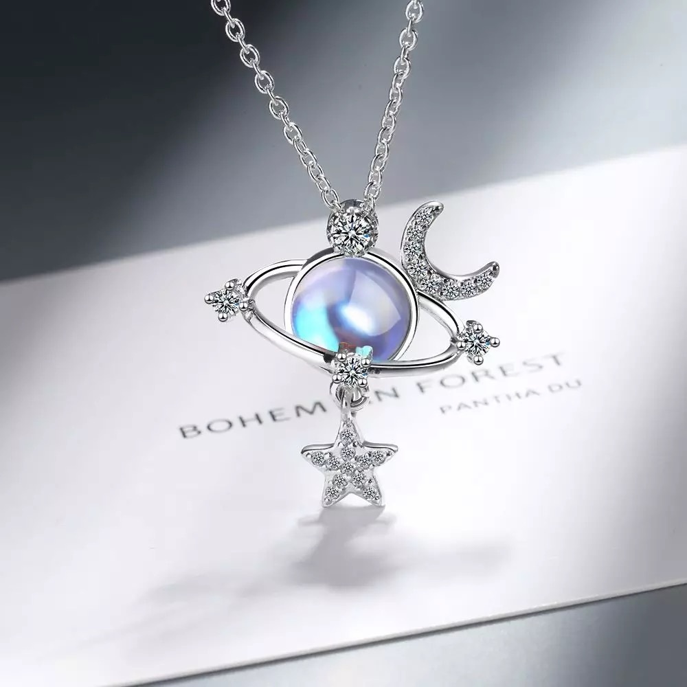 Moon and star earth necklace~